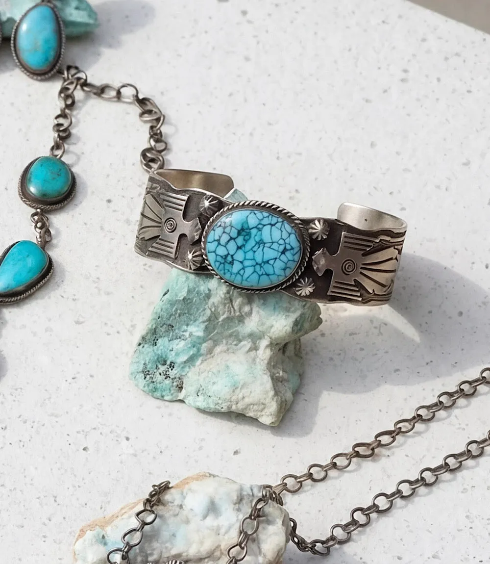 Kingman Turquoise Embellished Cuff Bracelet sold by Karen Kane product image thumbnail 4