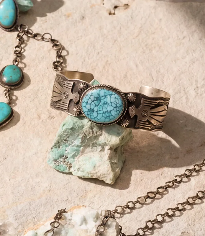 Kingman Turquoise Embellished Cuff Bracelet made by Karen Kane