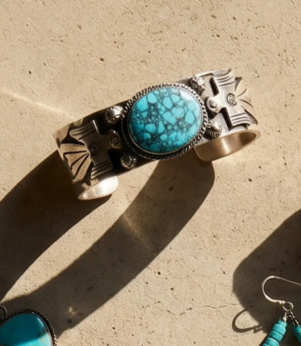 Kingman Turquoise Embellished Cuff Bracelet sold by Karen Kane product image thumbnail 5