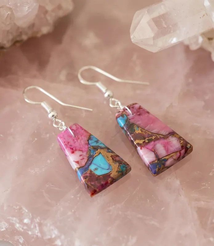 Dahlia Rose Turquoise Earrings made by Karen Kane