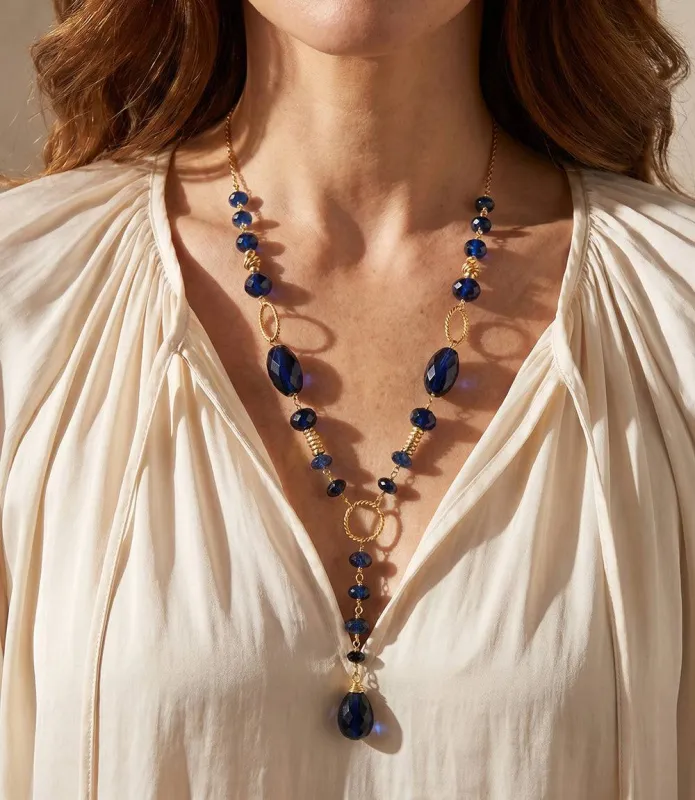 Sapphire Lariat Necklace made by Karen Kane