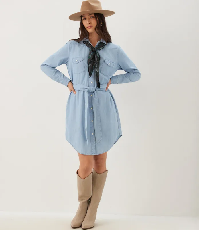 Western Belted Denim Shirtdress made by Karen Kane