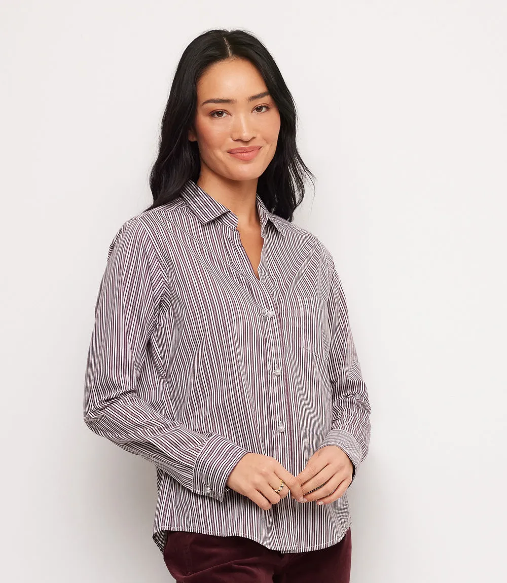 Stripe Long Sleeve Single Pocket Button-Up Shirt sold by Karen Kane product image thumbnail 2