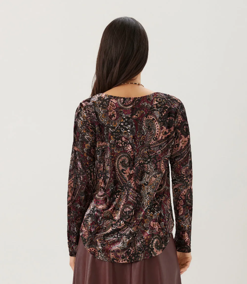 Petite Size Long Sleeve Velvet Burnout Shirttail Top sold by Karen Kane product image thumbnail 3