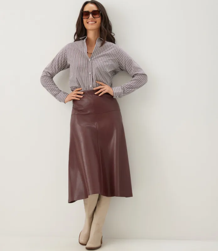Faux Leather Midi Skirt made by Karen Kane