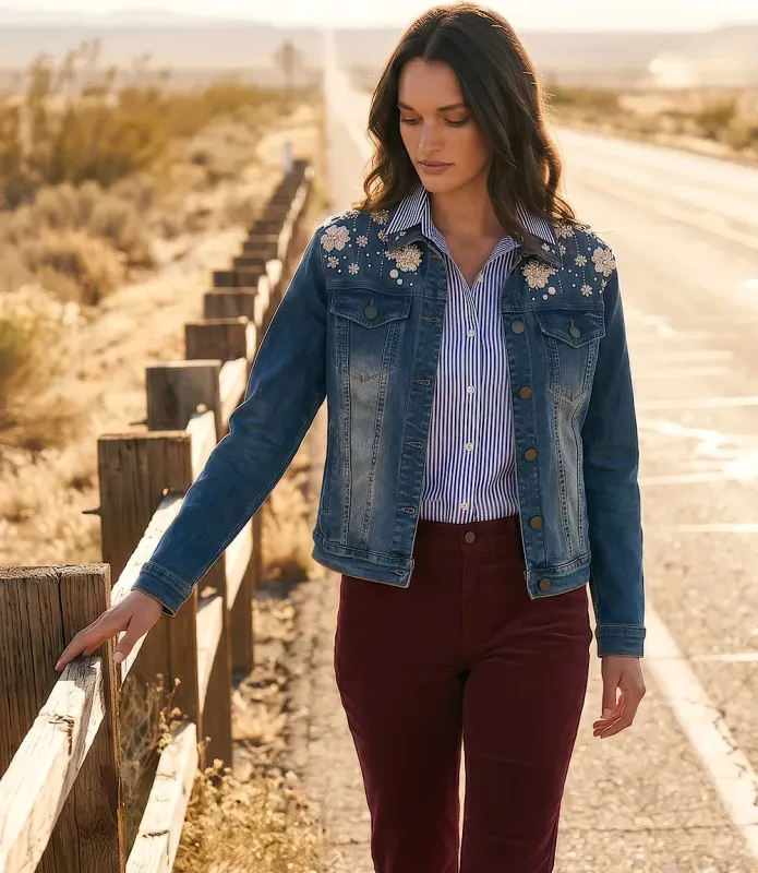 Embellished Denim Jacket made by Karen Kane