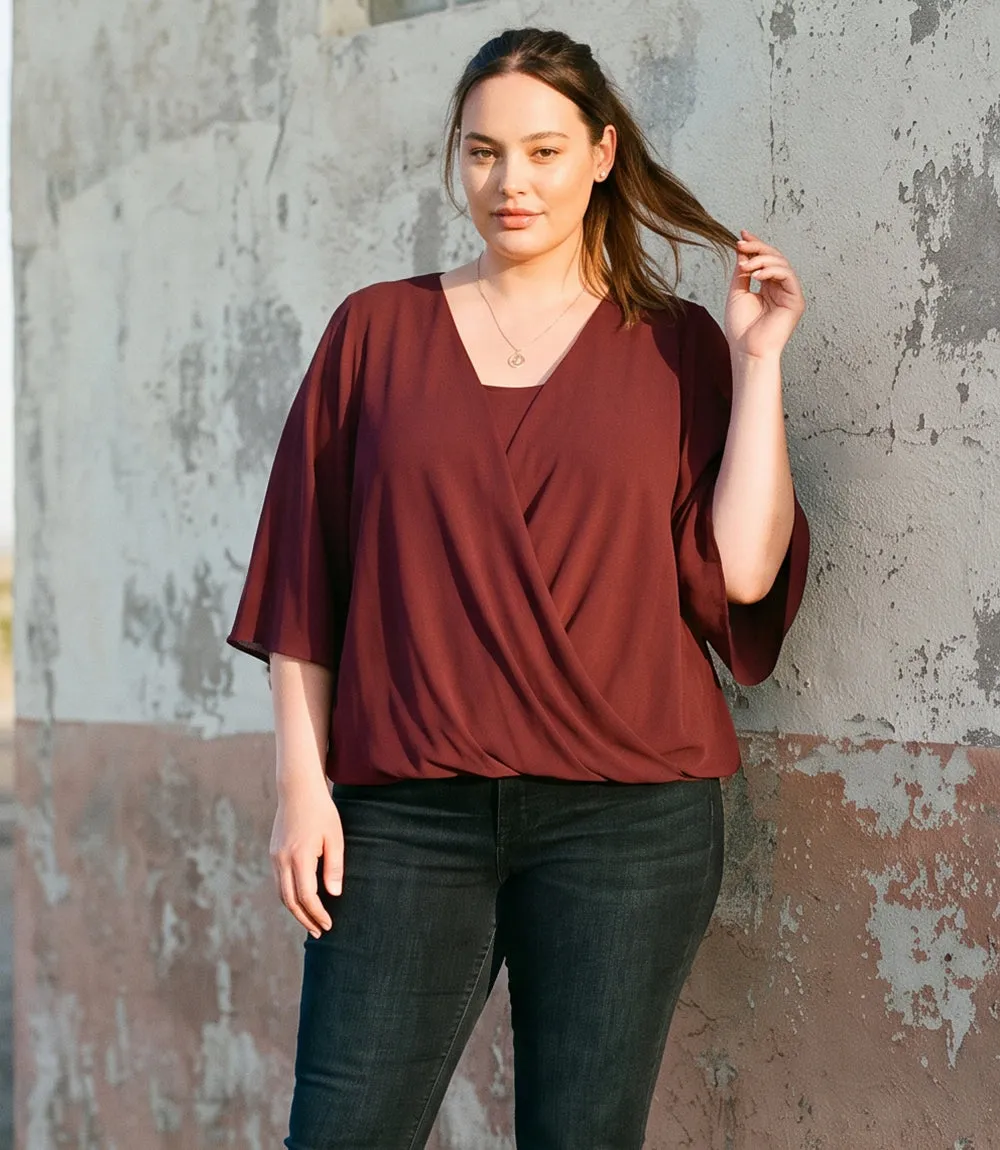 Plus Size Bracelet Sleeve Drape Front Crossover Top sold by Karen Kane product image thumbnail 4