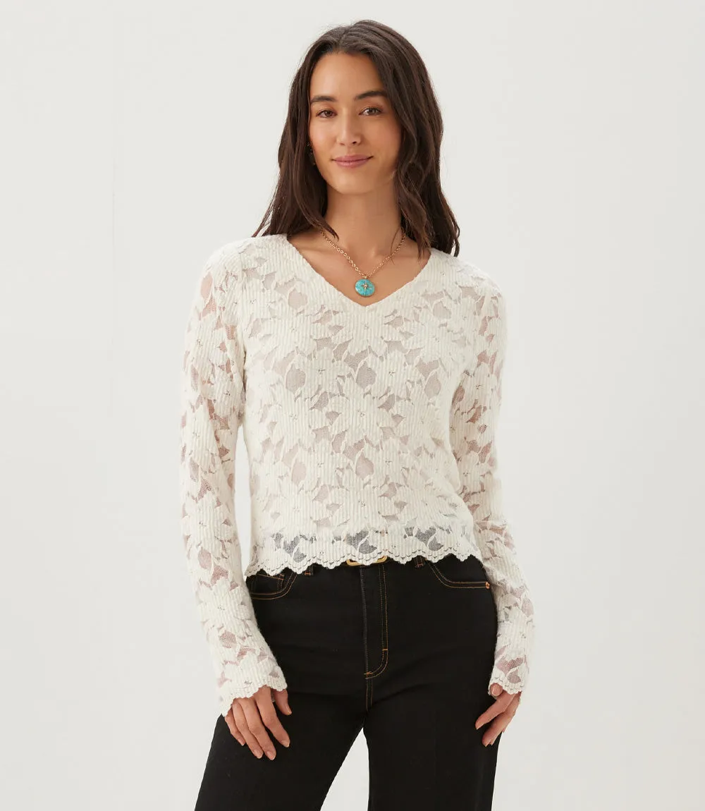 Long Sleeve Floral Burnout V-Neck Top sold by Karen Kane product image thumbnail 3