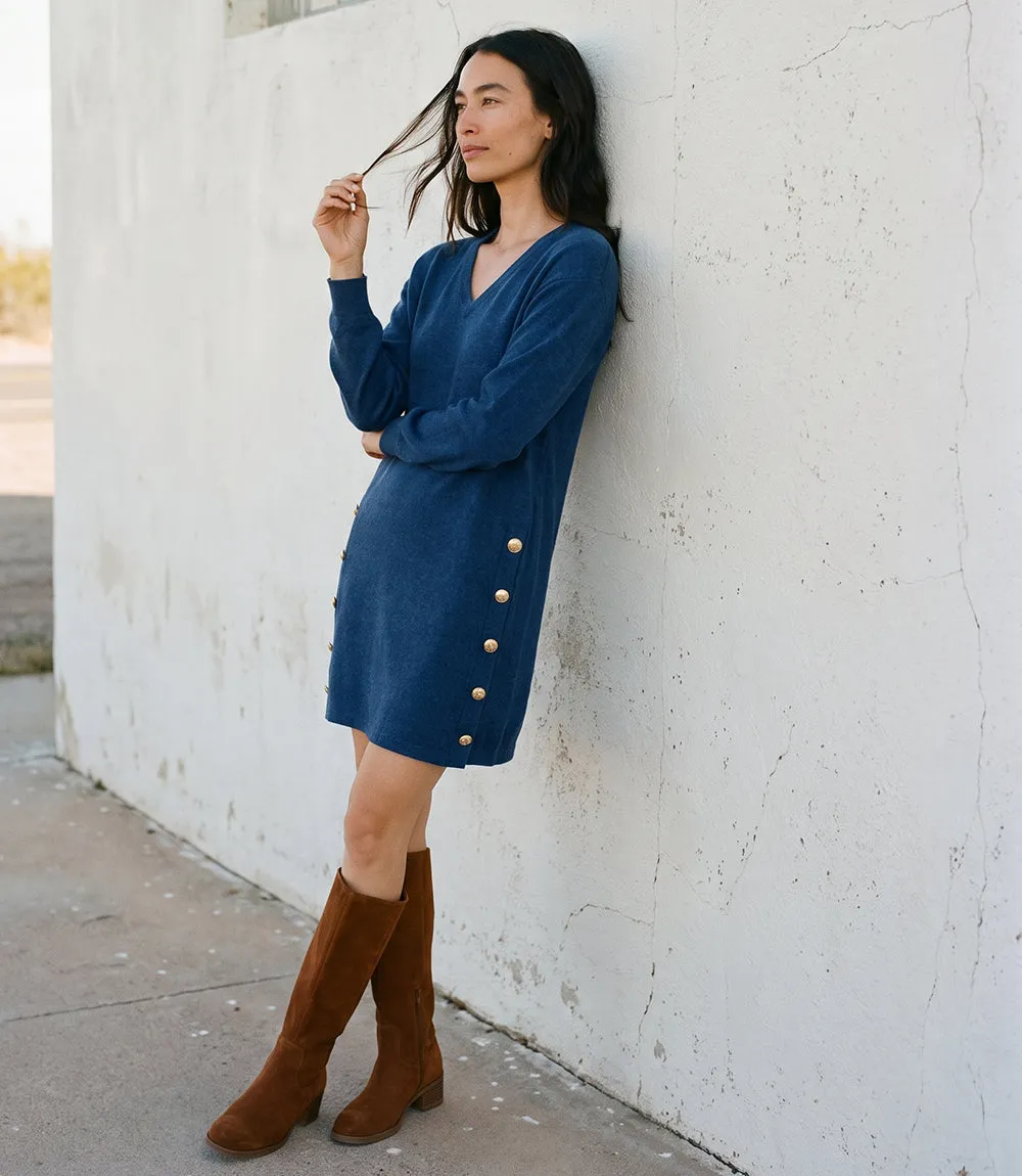 Petite Size Long Sleeve V-Neck Button Detail Dress sold by Karen Kane