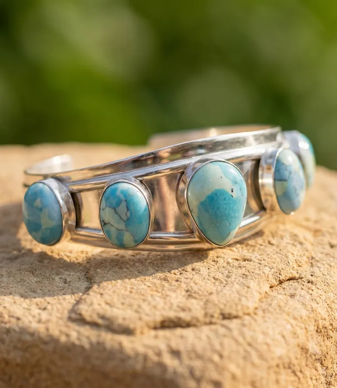 Turquoise Stone Cuff Bracelet made by Karen Kane