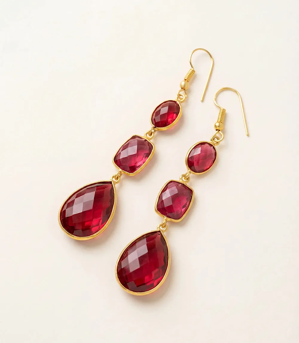 Ruby Teardrop Earrings sold by Karen Kane product image thumbnail 3
