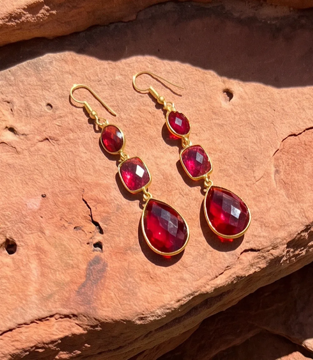 Ruby Teardrop Earrings sold by Karen Kane product image thumbnail 4