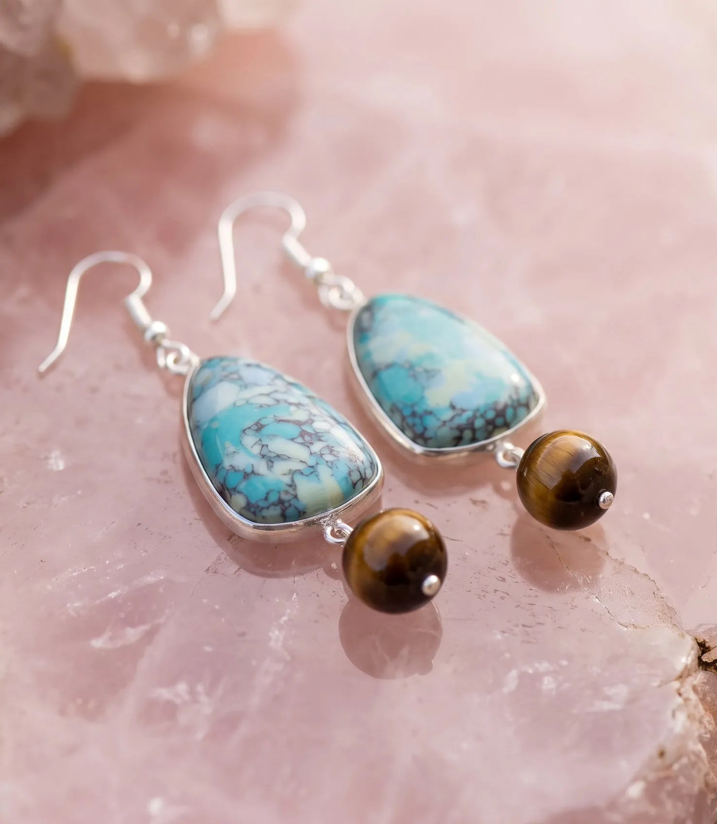 Turquoise And Tigers Eye Earrings sold by Karen Kane