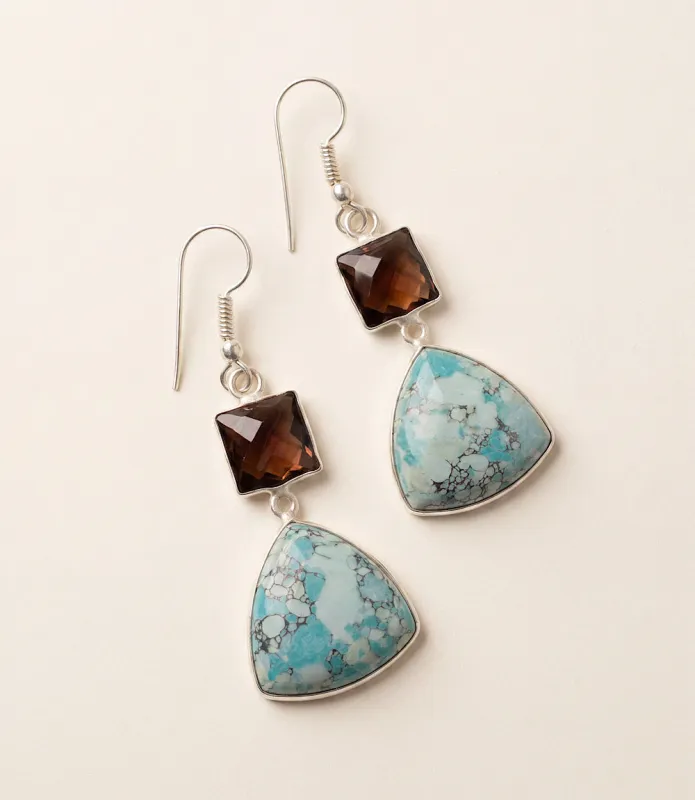 Turquoise Triangle Pendant Earrings made by Karen Kane
