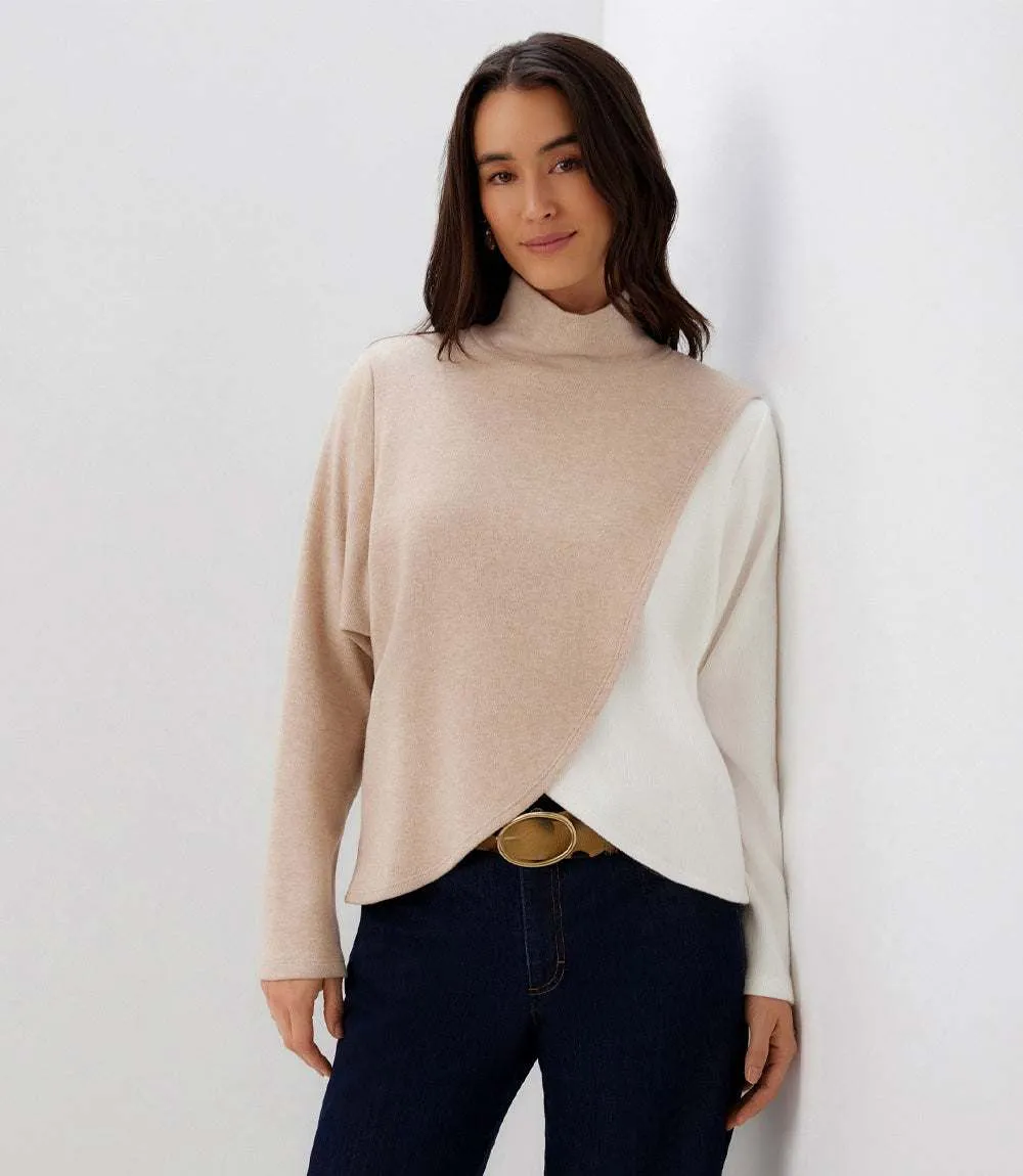 Petite Size Long Sleeve Crossover Colorblock Top sold by Karen Kane product image thumbnail 5