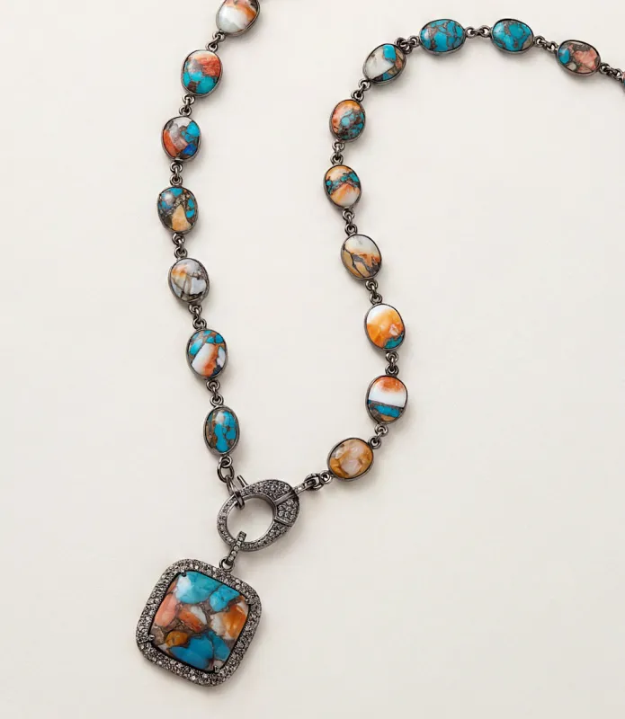 Spiny Oyster Turquoise Bezel Pendant Necklace made by Karen Kane