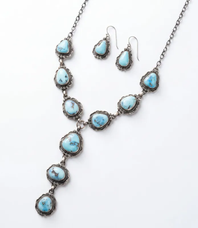 Golden Hill Turquoise Lariat Necklace And Earring Set made by Karen Kane