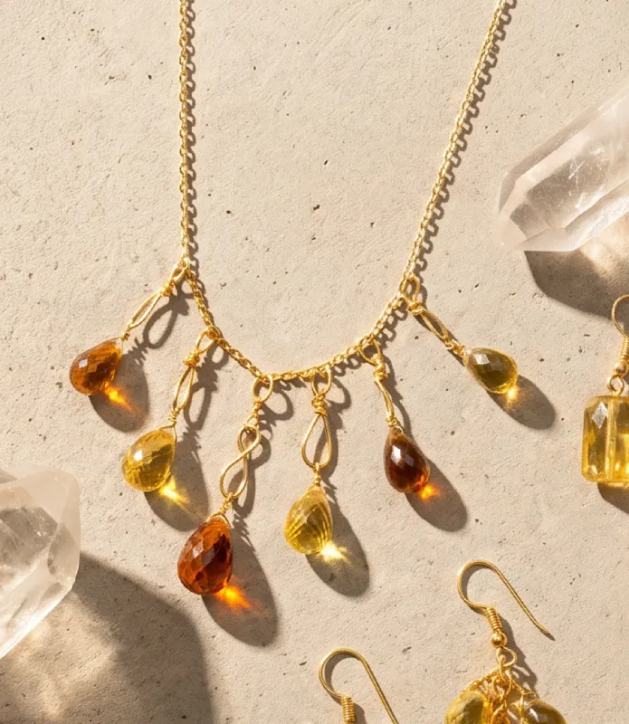 Mixed Citrine Dangle Necklace made by Karen Kane