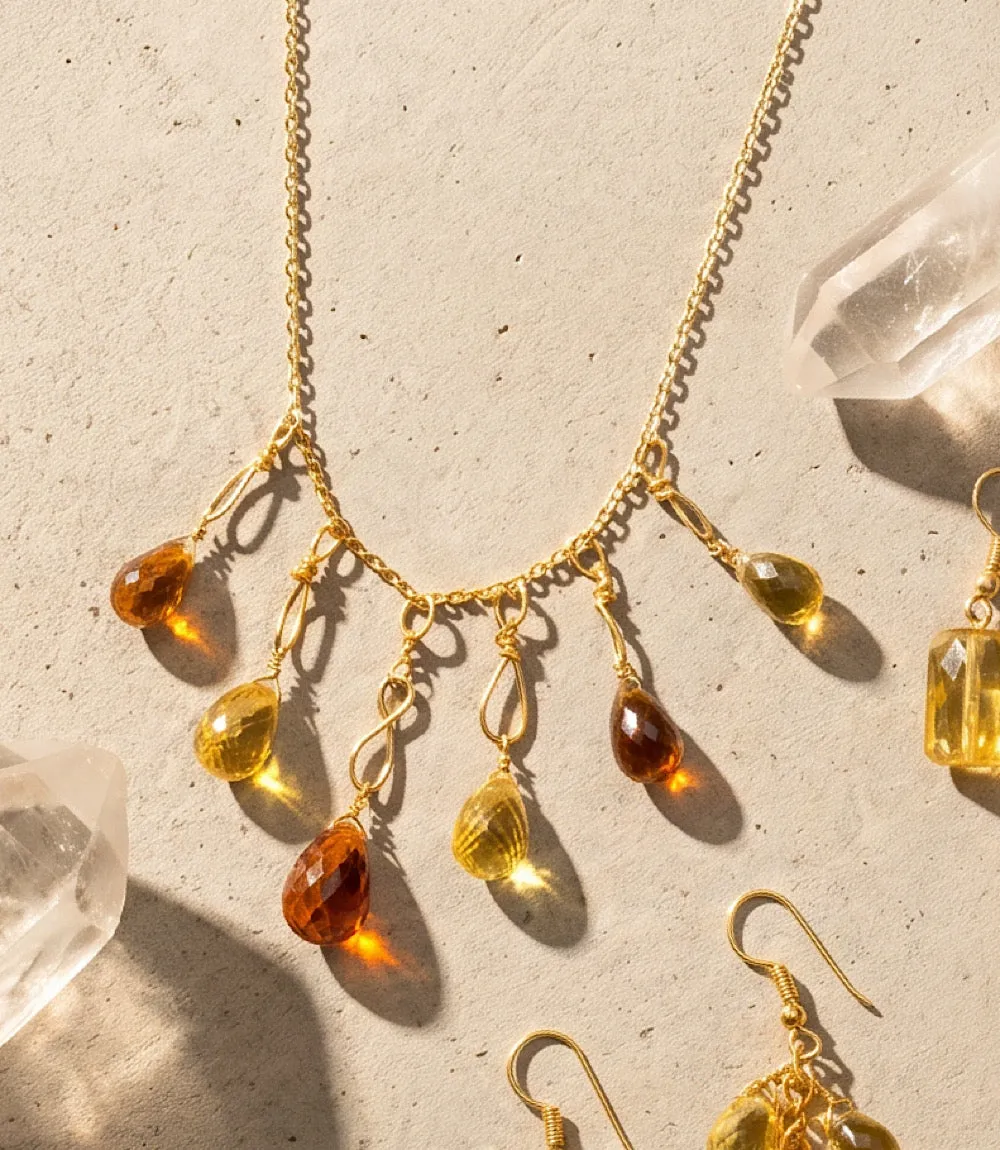 Mixed Citrine Dangle Necklace sold by Karen Kane