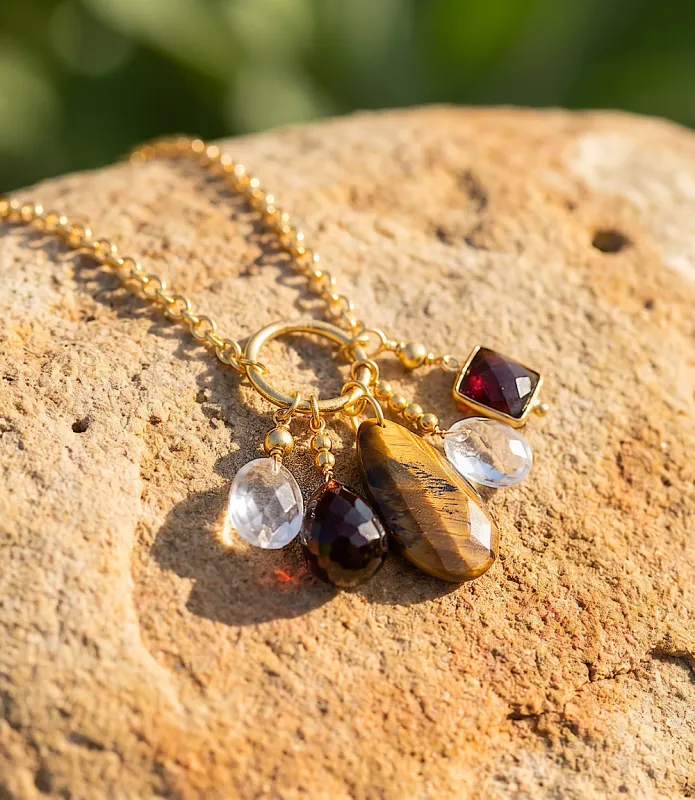 Multi Gemstone Dangle Necklace made by Karen Kane