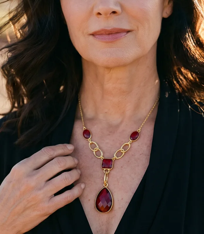 Ruby Teardrop Necklace made by Karen Kane