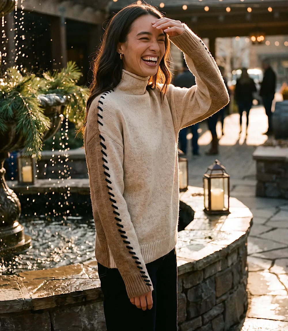 Contrast Stitch Mock Neck Colorblock Sweater sold by Karen Kane product image thumbnail 2