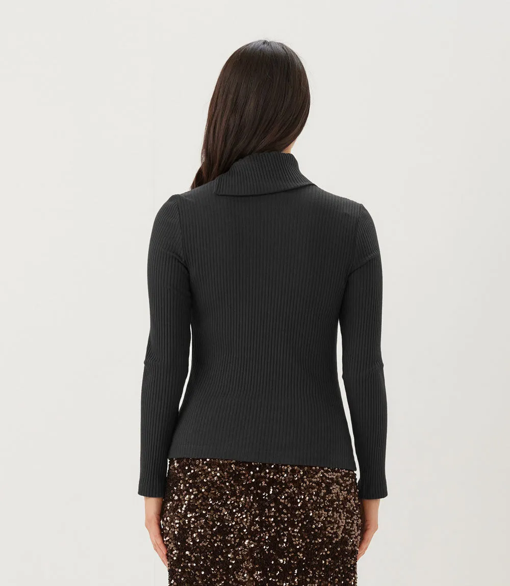 Petite Size Wide Ribbed Long Sleeve Split Neck Top sold by Karen Kane product image thumbnail 5