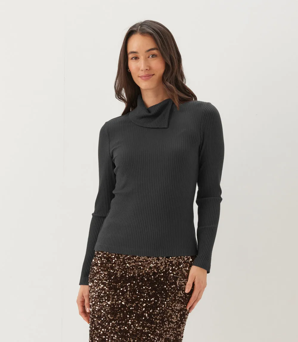 Wide Ribbed Long Sleeve Split Neck Top sold by Karen Kane product image thumbnail 2
