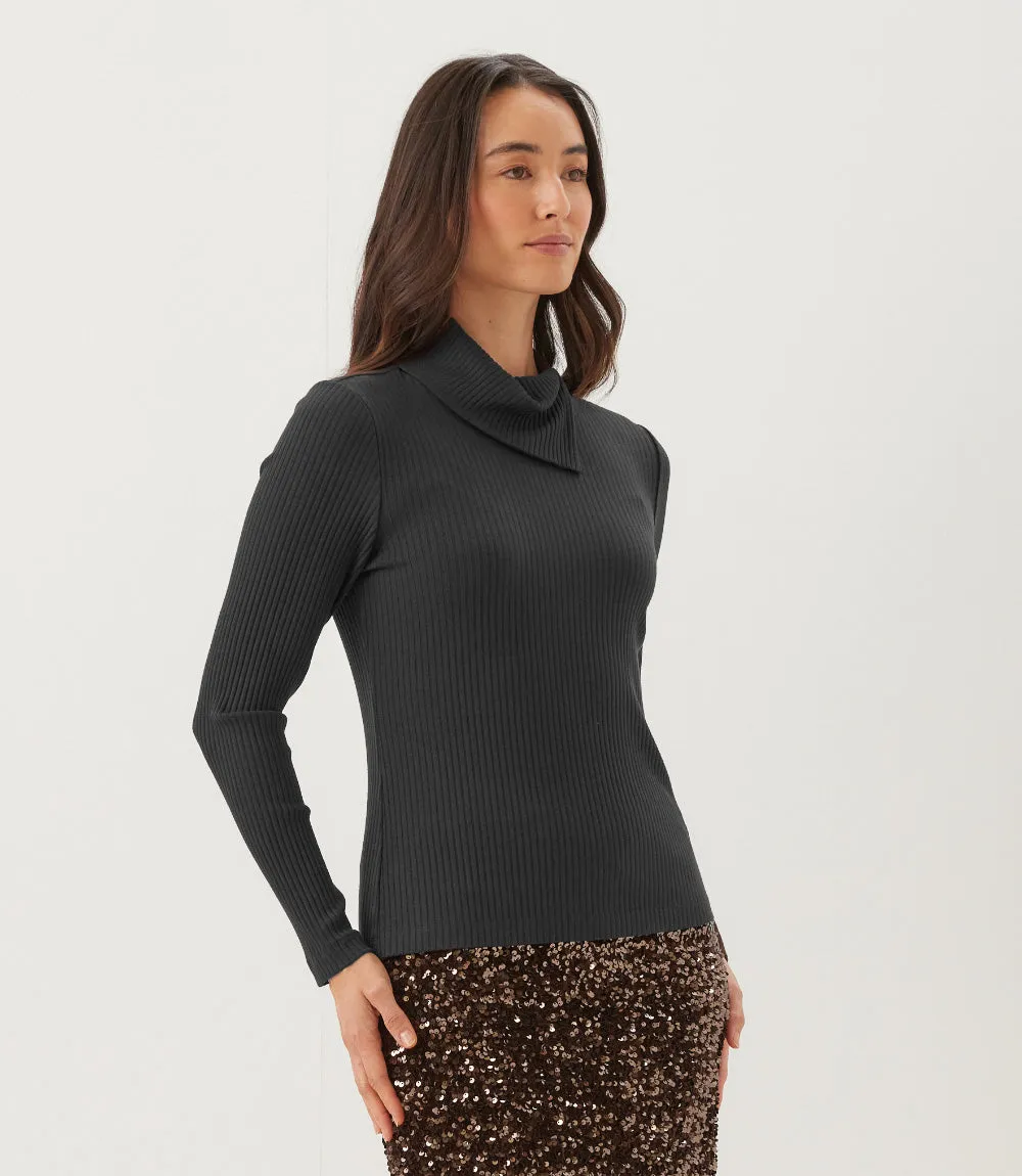 Wide Ribbed Long Sleeve Split Neck Top sold by Karen Kane product image thumbnail 5