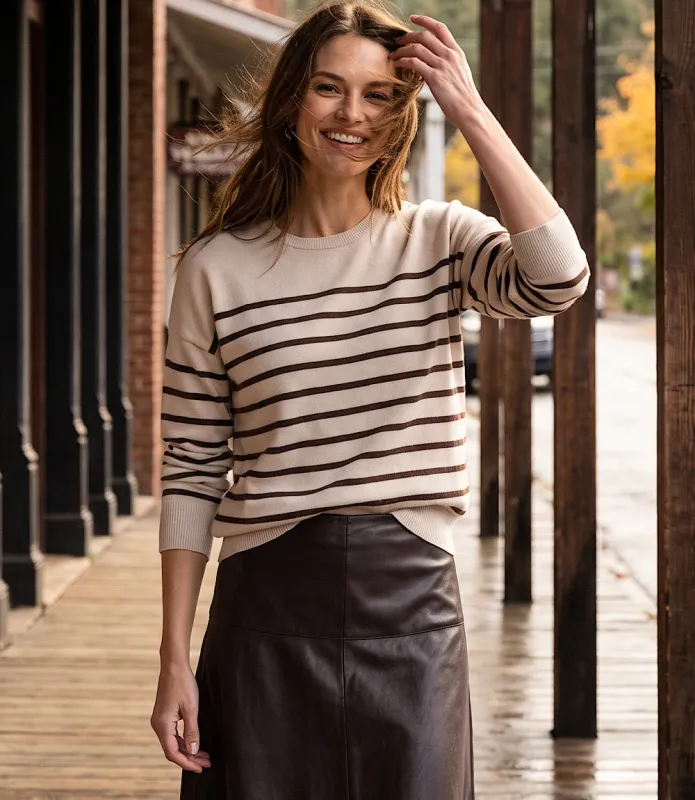 Petite Size Stripe Crewneck Sweater made by Karen Kane