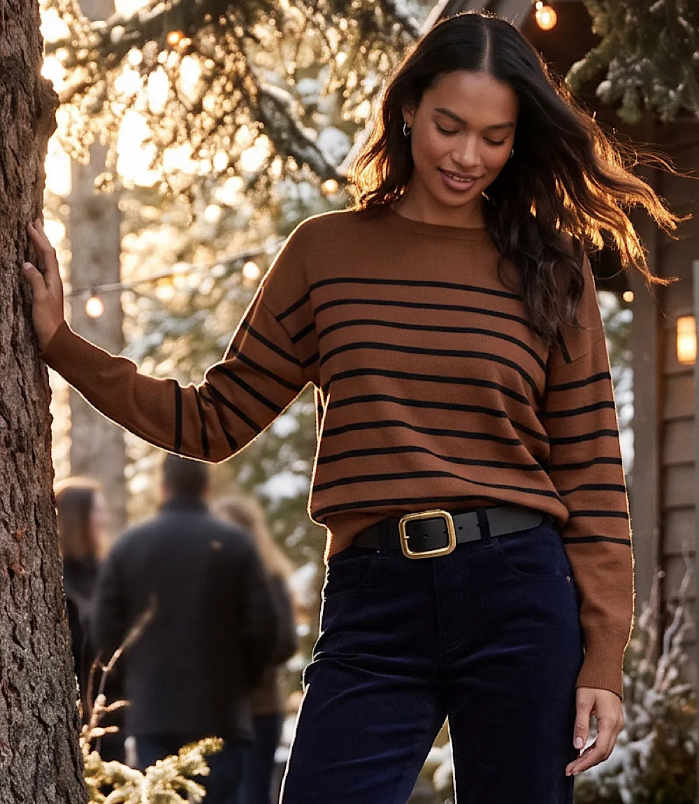 Stripe Crewneck Sweater sold by Karen Kane