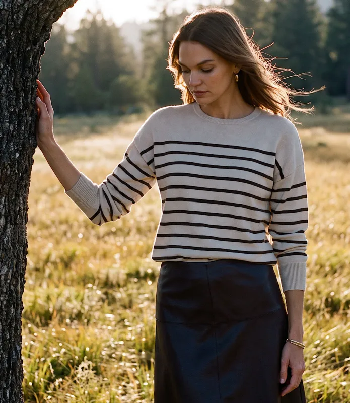 Stripe Crewneck Sweater made by Karen Kane
