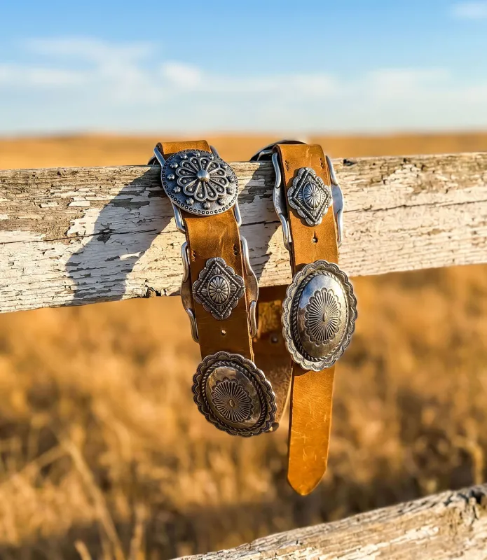 Streets Ahead Antique Silver Western Leather Belt made by Streets Ahead