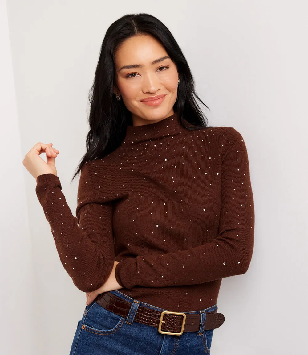 Rhinestone Mock Neck Sweater sold by Karen Kane product image thumbnail 2