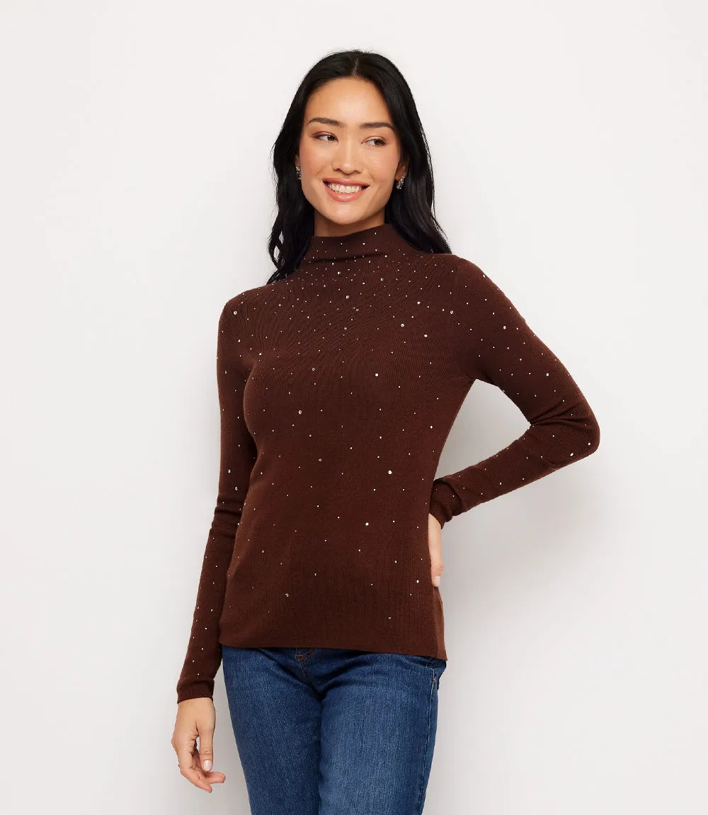 Rhinestone Mock Neck Sweater sold by Karen Kane product image thumbnail 5