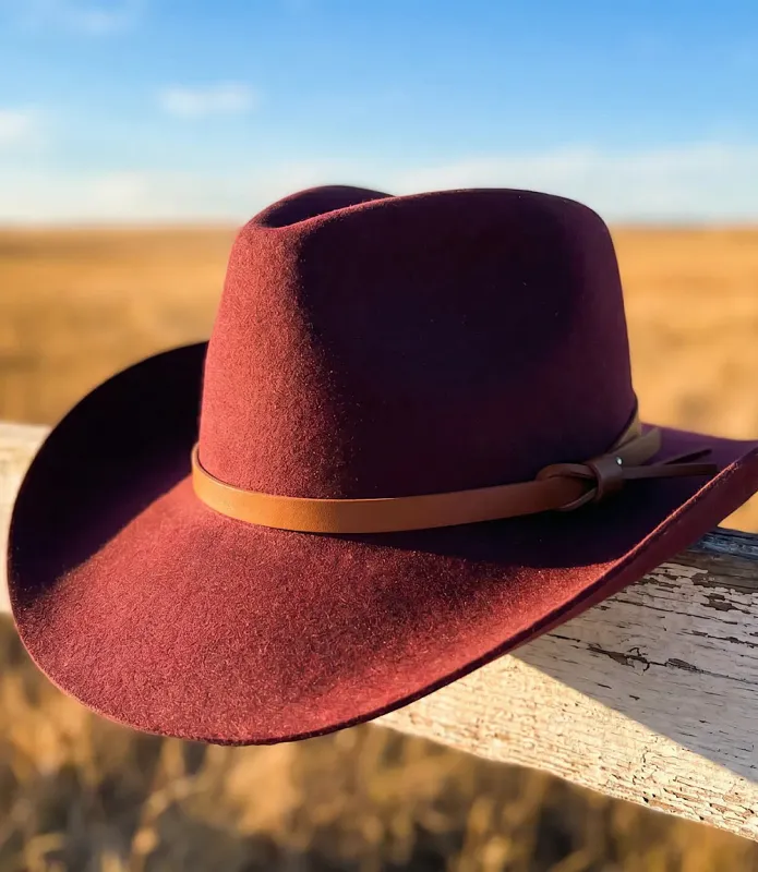 Wool Cowboy Hat With Leather Belt made by Karen Kane