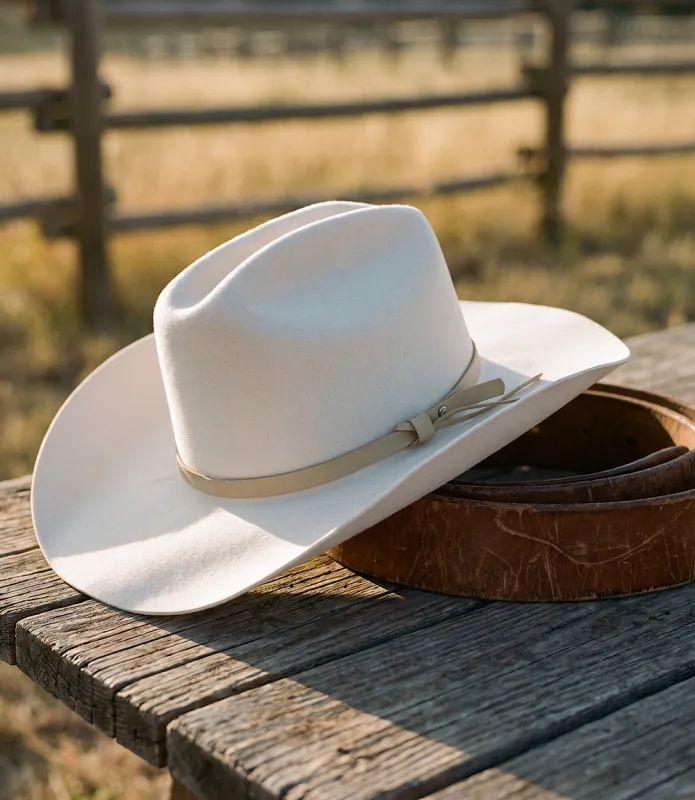 Wool Cowboy Hat With Leather Belt made by Karen Kane