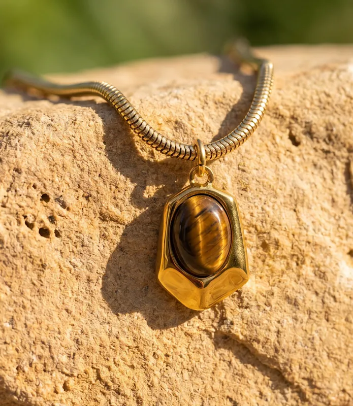 Tiger's Eye Pendant Necklace made by Karen Kane