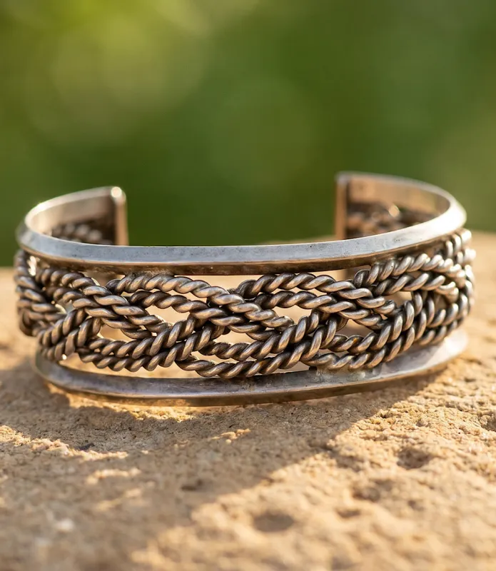 Vintage Braided Sterling Silver Cuff Bracelet made by Karen Kane