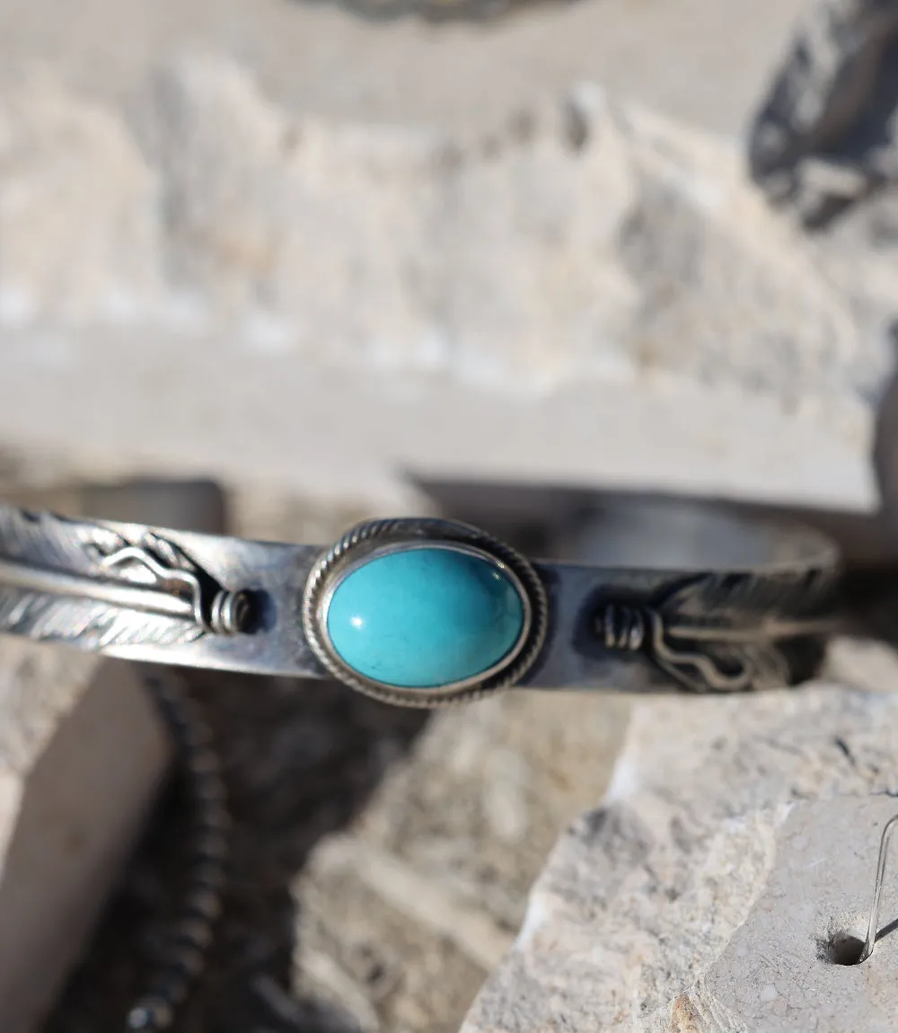 Feather Embellished Turquoise Cuff Bracelet sold by Karen Kane product image thumbnail 2