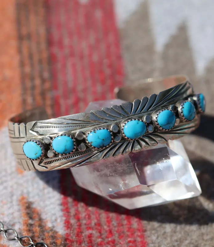 Sterling Silver Turquoise Cuff Bracelet made by Karen Kane