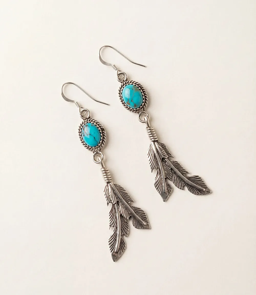 Kingman Turquoise Feather Dangle Earrings sold by Karen Kane product image thumbnail 3