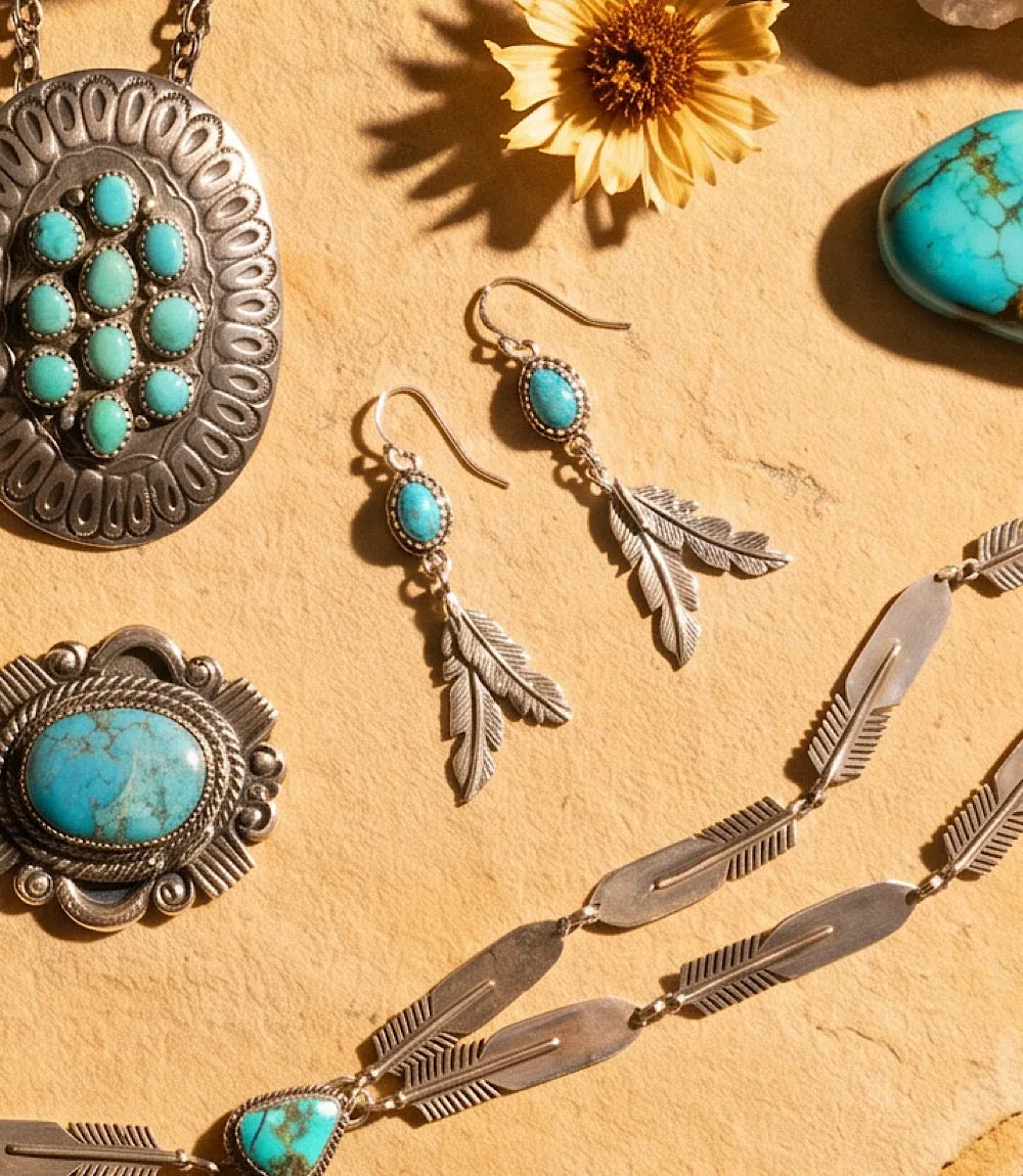 Kingman Turquoise Feather Dangle Earrings sold by Karen Kane product image thumbnail 4