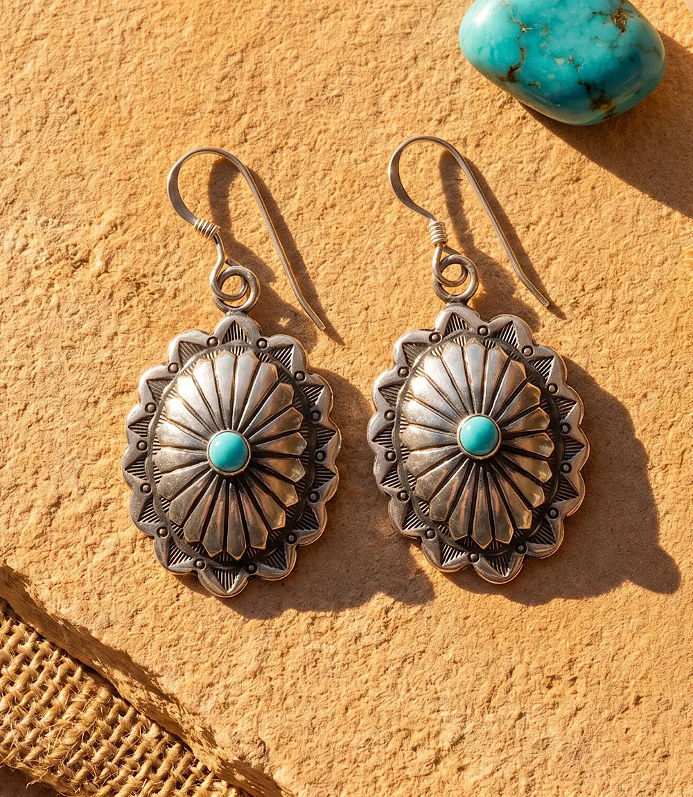 Sterling Silver Turquoise Concho Earrings sold by Karen Kane product image thumbnail 3