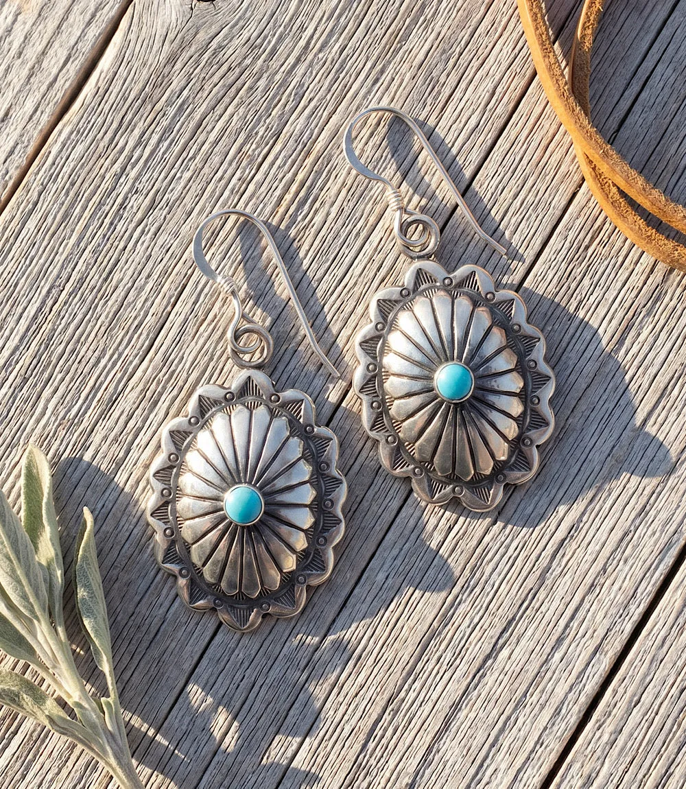 Sterling Silver Turquoise Concho Earrings sold by Karen Kane product image thumbnail 5