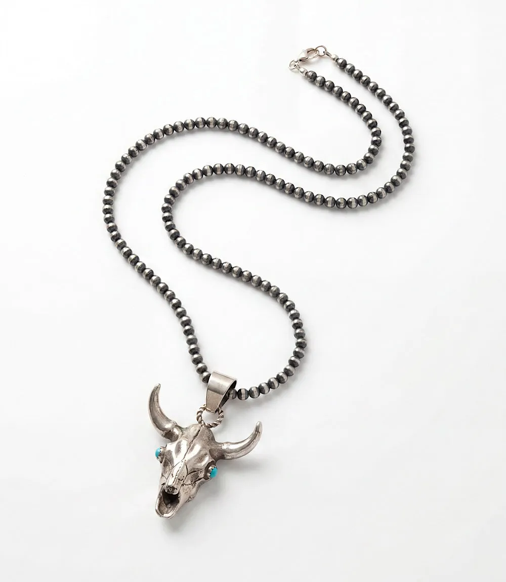 Sterling Silver Turquoise Bull Skull Necklace sold by Karen Kane product image thumbnail 3
