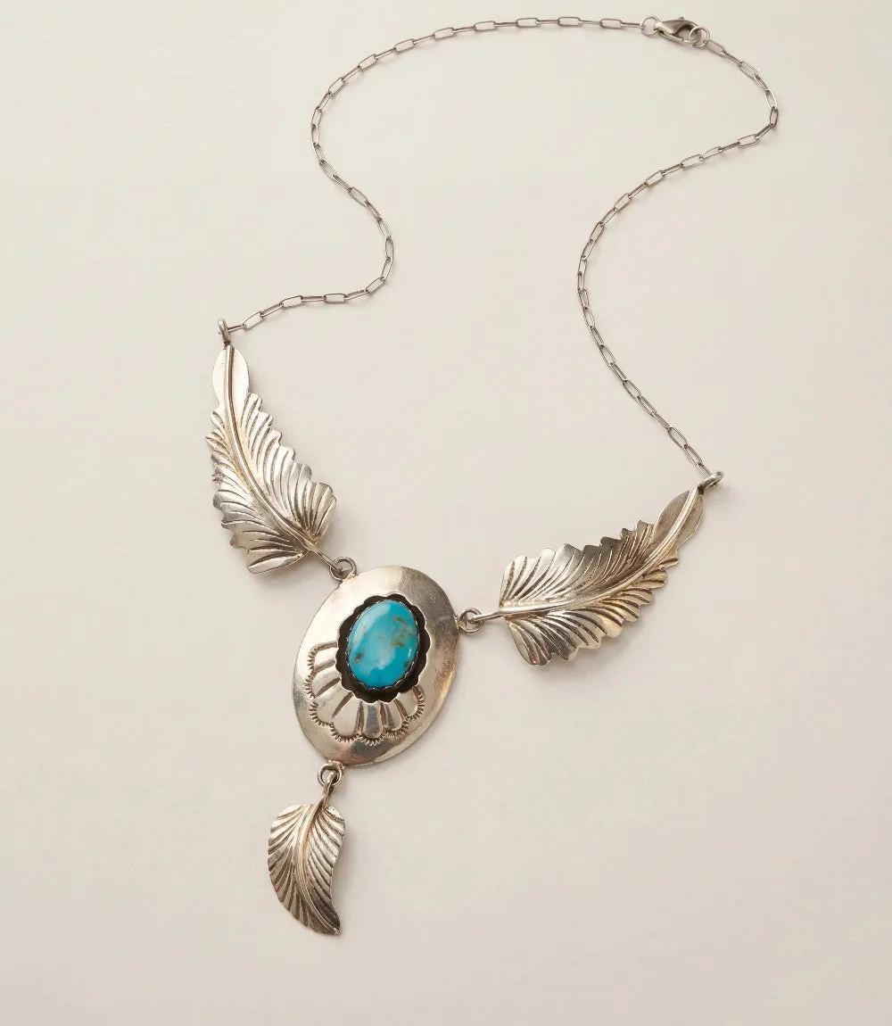 Triple Feather Vintage Turquoise Pendant Necklace sold by Karen Kane product image thumbnail 3