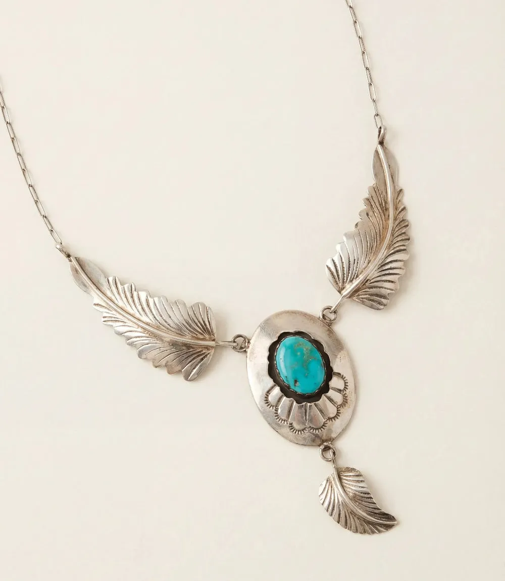 Triple Feather Vintage Turquoise Pendant Necklace sold by Karen Kane product image thumbnail 2