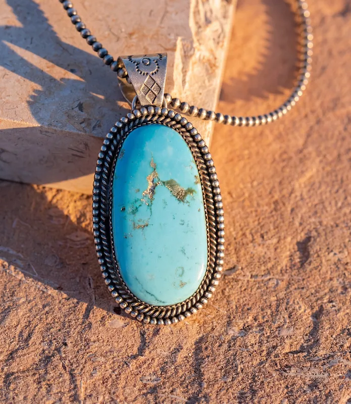 Sterling Silver Turquoise Pendant Necklace made by Karen Kane