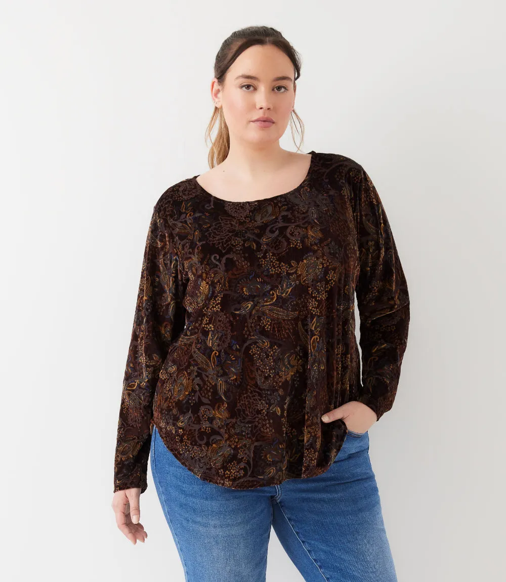 Plus Size Long Sleeve Velvet Burnout Shirttail Top sold by Karen Kane product image thumbnail 3